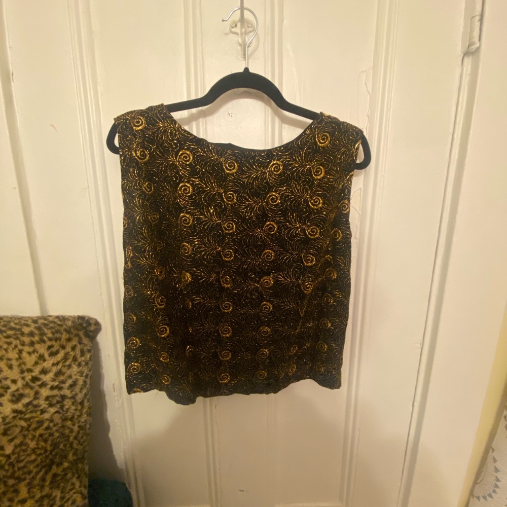 Vintage Black and Gold Women's Top - Festive